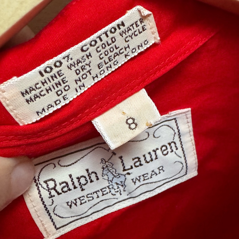 Vintage Ralph Lauren Western Wear Pearl Snap Red Yoked Shirt - Picture 5 of 8